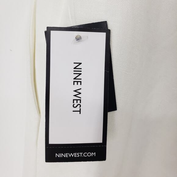 Nine West Neo Classic Pant 16 Straight Wide Leg Linen Blend High Rise White NWT - Picture 6 of 11